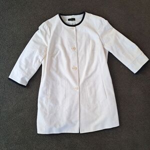 Talbots Coat Cotton Blend Cream Black Trim Jacket Size 20W